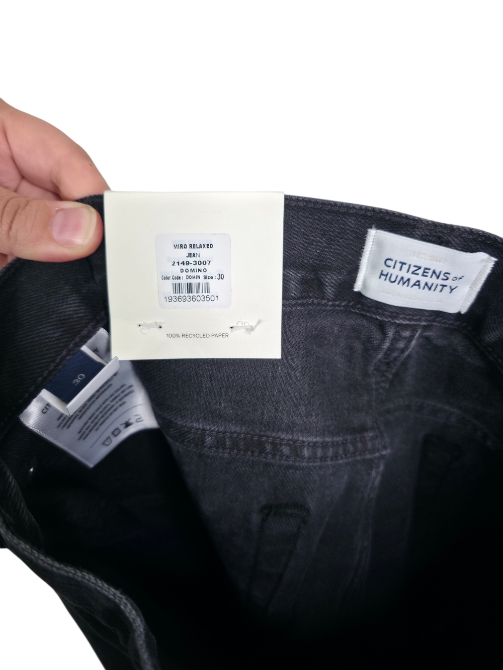 Citizens of Humanity Miro Jean Domino Black Relaxed Barrel Leg Denim NWT Size 30 - Picture 5 of 10